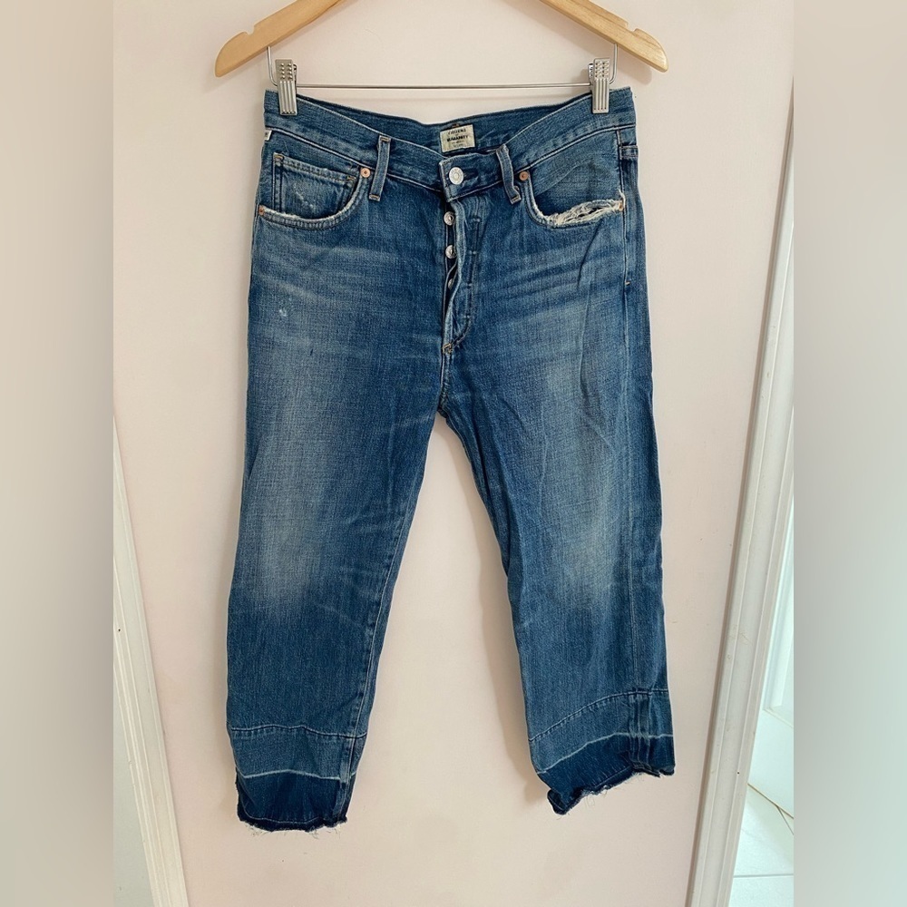 Citizens of Humanity Cora Crop Relaxed Undone Hem in Fade Out Jeans - Picture 3 of 10